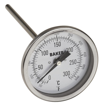 Baker Instruments T3006-550 Bimetal Thermometer, 50 to 550 deg F (0 to 300 deg C) T3006-550